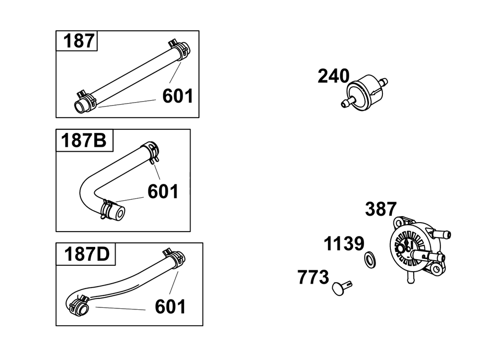 Fuel Supply Group Diagram and Parts List for 31R875-0038-B5  Briggs and Stratton Engine